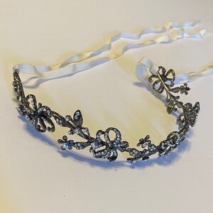 David's Bridal Silver Crystal Floral Headband